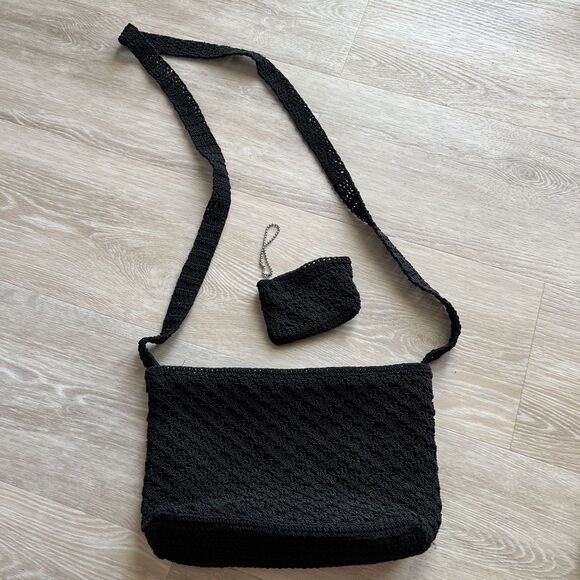 Frankie and Johnnie Black Crotcheted Purse and Coin purse - Picture 3 of 8
